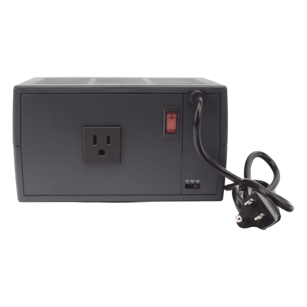 Regulador De Voltaje para Línea Blanca de 2500VA/1500W, Entrada NEMA 5-15P, Con 1 Salida NEMA 5-15R y Supresión de Picos a 245 Joules, Temporizador