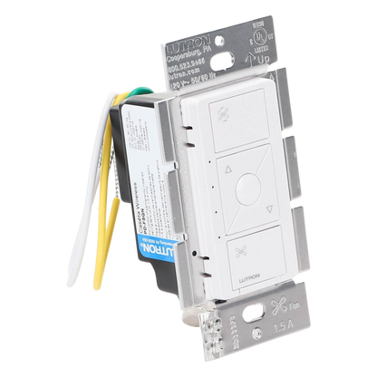 Control de velocidad inalámbrico Caseta Wireless para ventilador de techo de paletas, 120 V, 1.5 A, unipolar, requiere neutro, color blanco