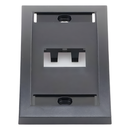Placa de Pared Vertical Ejecutiva, Salida de 2 Puertos Mini-Com, Con Espacios Para Etiquetas, Color Negro