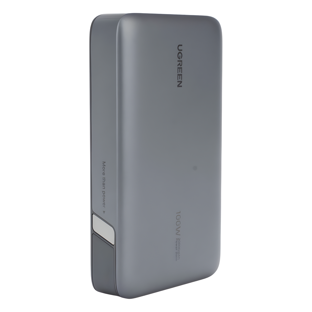 Power Bank de 20000mAh | 3 Salidas 100W Max. | USB-A + 2 USB-C | PD 3.0 | QC3.0 | FCP | SCP | Pantalla Inteligente | Carcasa Ignifuga | Color Gris |