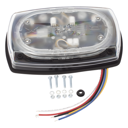 Mini torreta de 48 LED 10 Pulgadas, Ambar/Claro, Lente Transparente, Montaje Permamente Y Conexión Por Cableado
