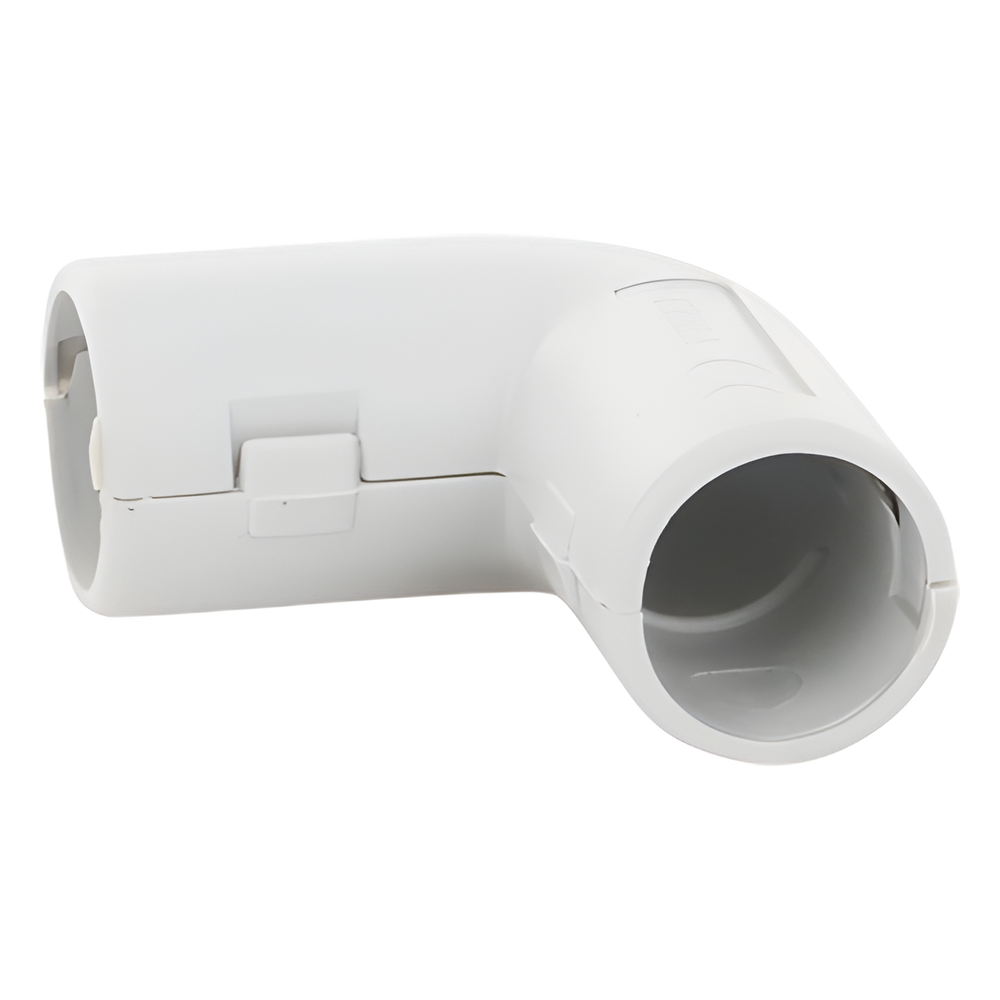 Unión en "L" (Codo) para tubería rígida, recomendado para cable eléctrico, PVC Auto-extinguible, de 16 mm