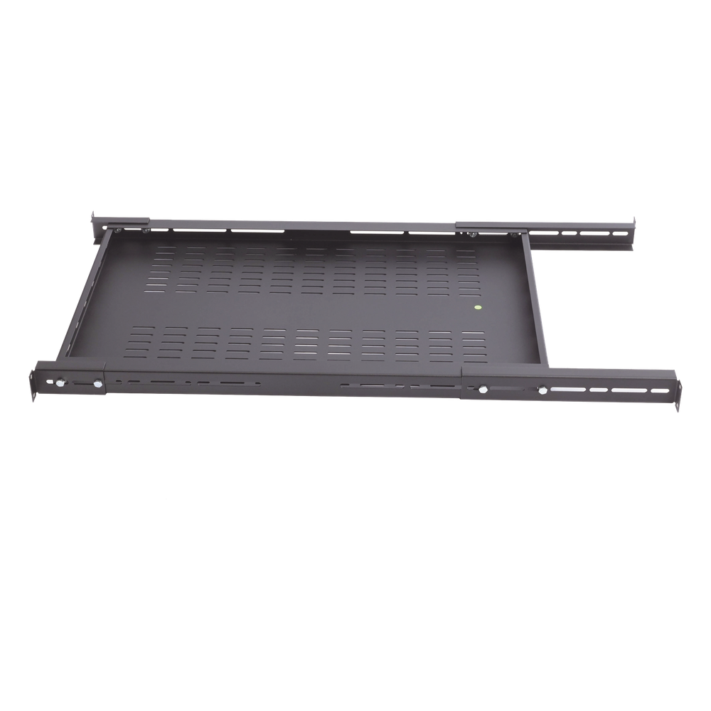 Charola Ventilada para Soportar Equipos en Rack, Profundidad Ajustable de 495 a 965 mm, 1U, Color Negro