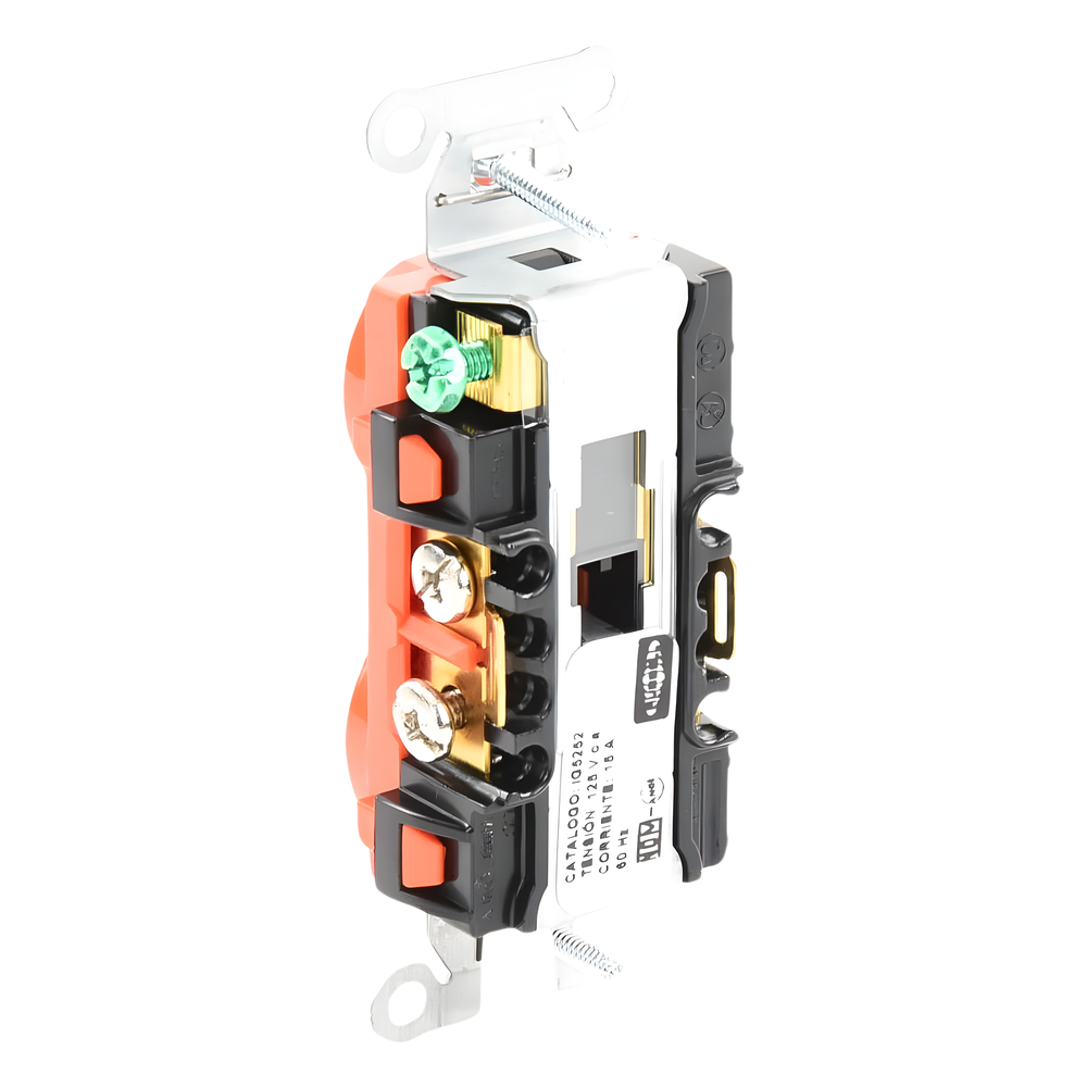 Contacto Dúplex Conexión a Tierra Aislada/ 15A 125V/ 2 polos 3 Hilos/ Nema 5-15R /Grado Comercial/ Color Naranja.