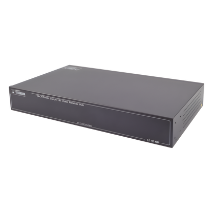 Kit de TRANSCEPTOR ACTIVO DE 16 Canales / VIDEO+PODER en un solo Cable UTP / 150m en 4K, 200m en 5 MP/ Envía 36 Vcc y recibe 12 Vcc / TODO INCLUIDO
