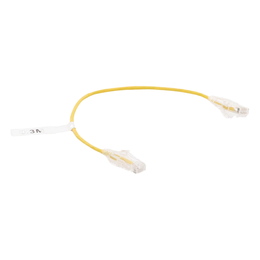 Cable de Parcheo Slim UTP Cat6 - 30 cm (11.81 Pulgadas) Amarillo Diámetro Reducido (28 AWG)