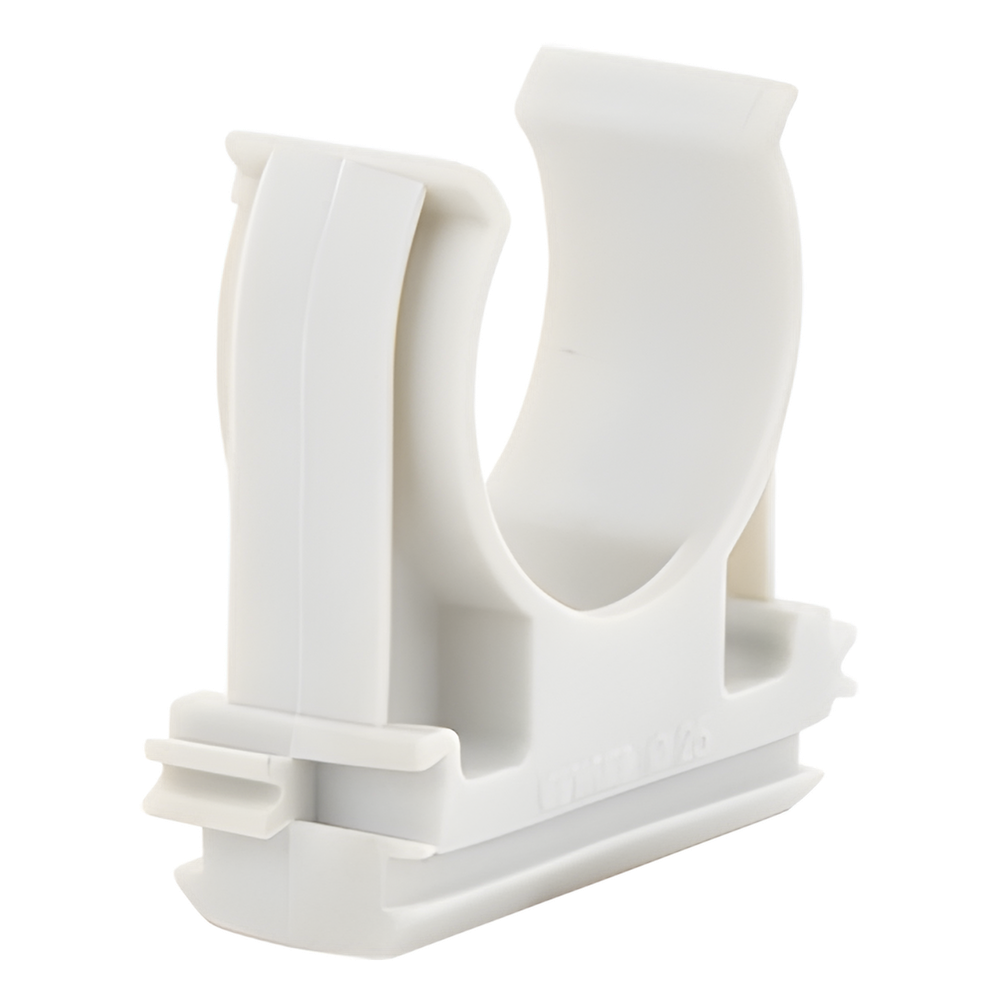 Soporte de presión (Abrazadera), PVC Auto-extinguible, abierto para tubería de 25 mm
