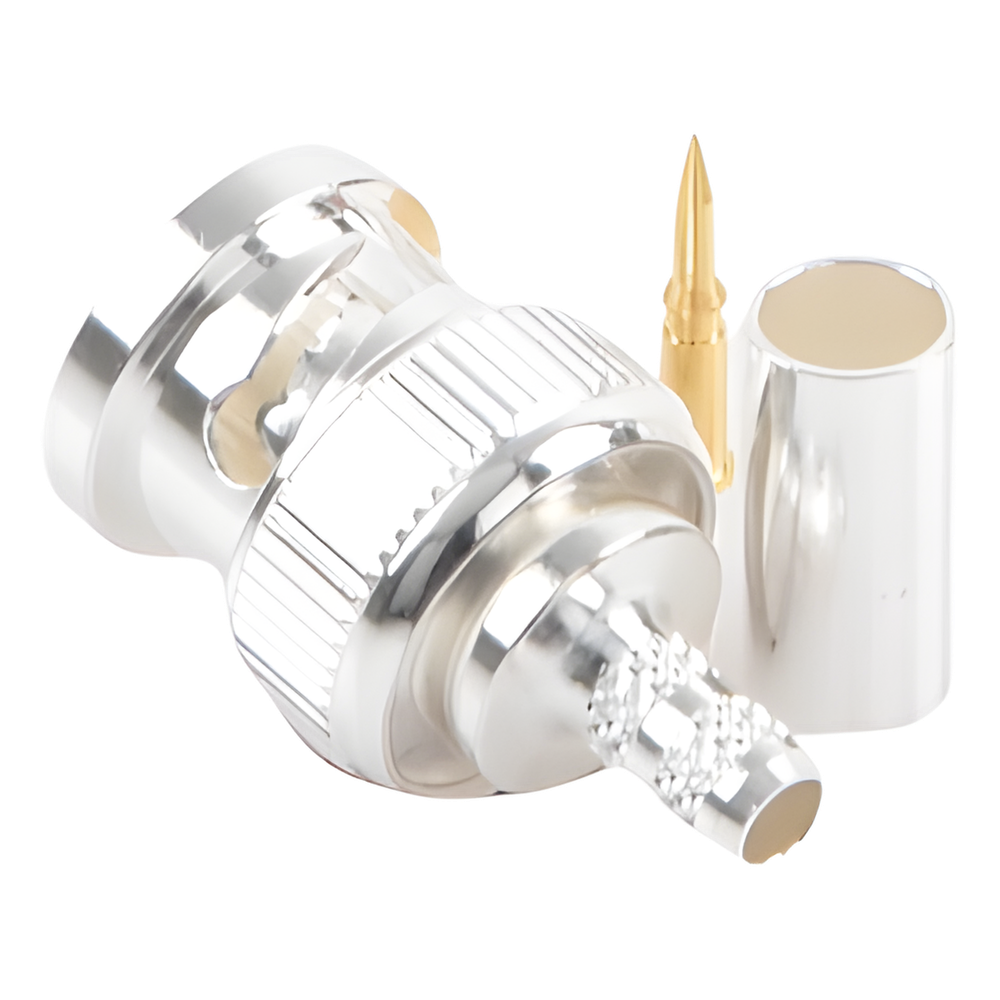 Conector BNC Macho de Anillo Plegable para Cable LP-142, LP-195, LMR-195, RG-58/U, RG-142/U, Plata/Oro/Teflón