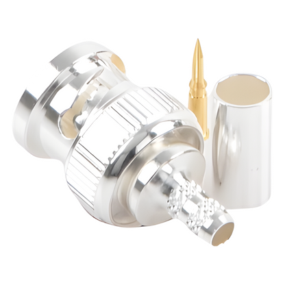 Conector BNC Macho de Anillo Plegable para Cable LP-142, LP-195, LMR-195, RG-58/U, RG-142/U, Plata/Oro/Teflón