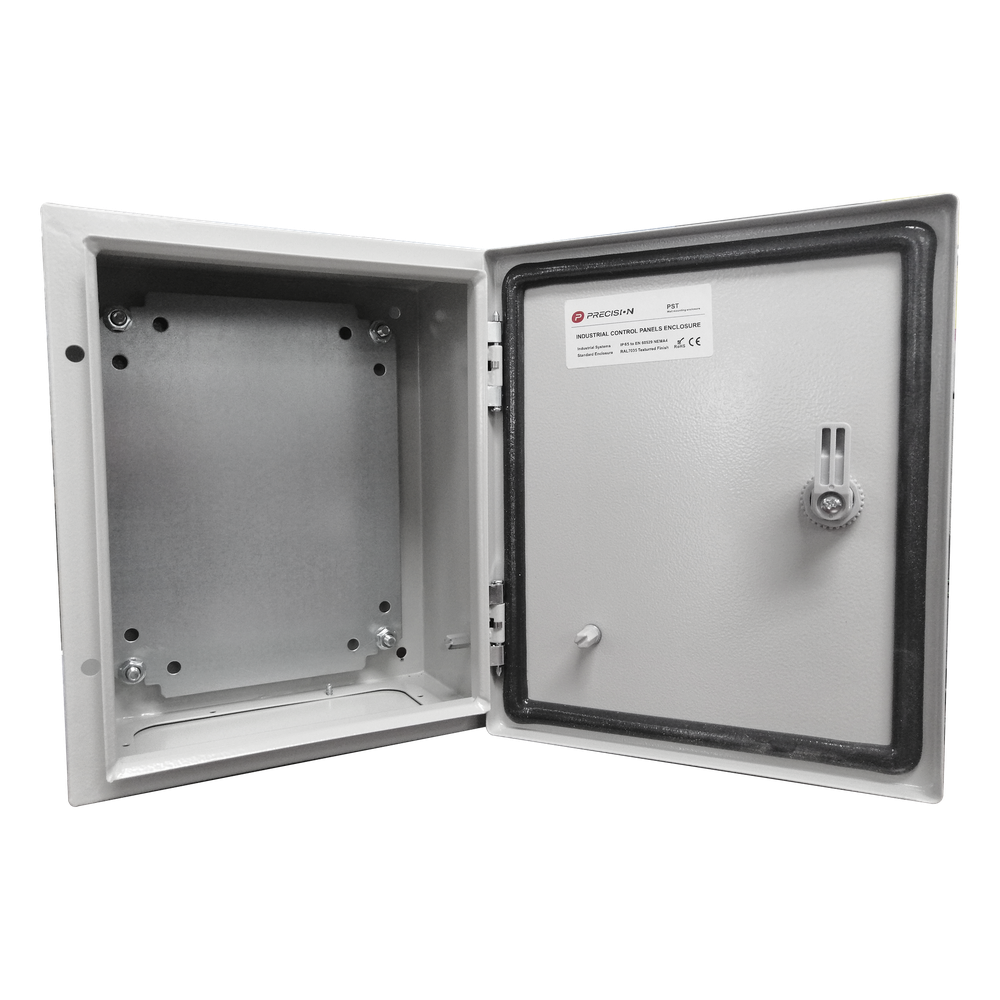 Gabinete de Acero IP66 Uso en Intemperie (400 x 400 x 200 mm) con Placa Trasera Interior de Metal y Compuerta Inferior Atornillable (Incluye Chapa y