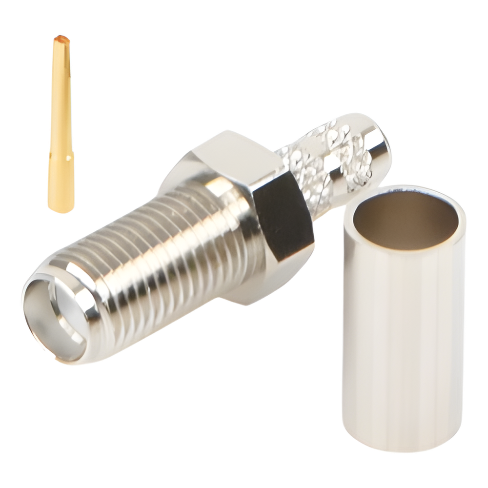 Conector SMA Hembra de Anillo Plegable para Cable RG-58/U, Niquel/ Oro / Teflón