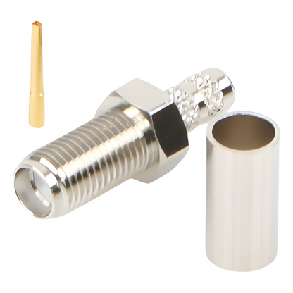 Conector SMA Hembra de Anillo Plegable para Cable RG-58/U, Niquel/ Oro / Teflón