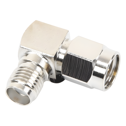 Adaptador en Ángulo Recto, de Conector SMA Macho a SMA Hembra Níquel/ Oro/ Teflón