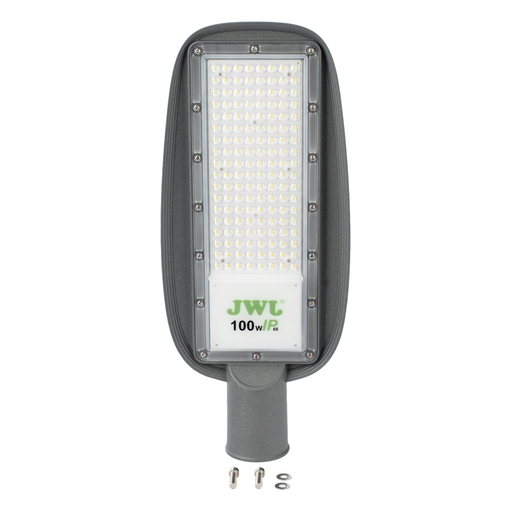Luminaria LED de 100 W / 100 - 265 V CA~50/60 Hz / Fotocelda / Color Blanco/ Dimensiones 200 x 465 x 78 mm / Ángulo de Luz 135°.
