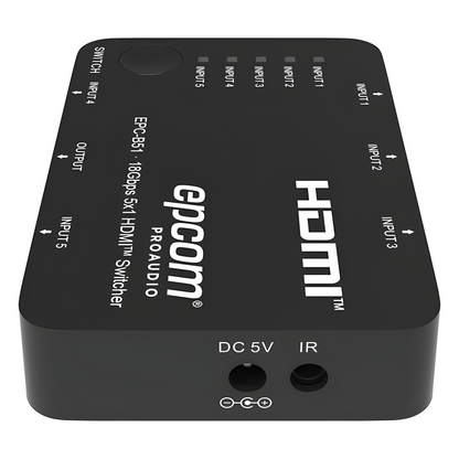 Switch HDMI 5x1 | 18Gbps | 4K@60Hz | YCbCr 4:4:4 | HDR, Dolby Vision y HLG | Soporte 3D | Conmutación Automática y Manual | Diseño Compacto