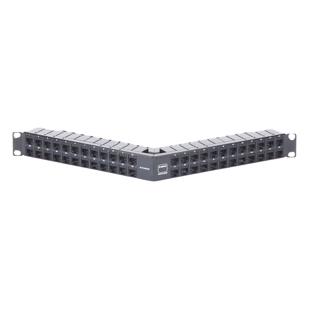 Patch Panel Z-Max de 48 Puertos, Blindado, Precargado con Jacks Categoría 6A, Angulado, 1UR