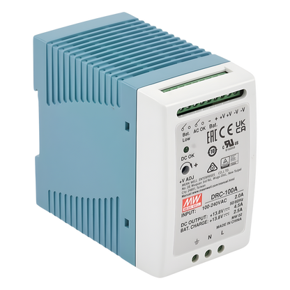 Fuente de poder Riel Din 12V, 100W con Cargador de Batería