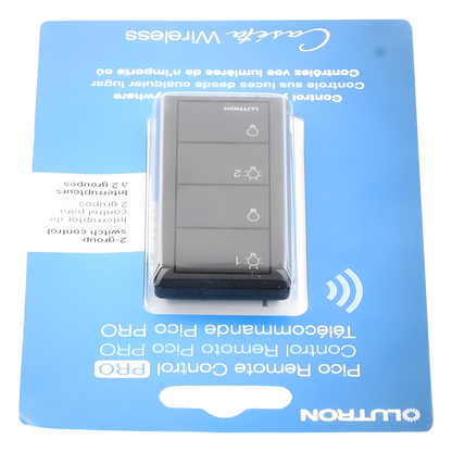 Control Pico inalámbrico de 4 botones color negro para encender y apagar 2 grupos de luces, compatible con Caseta Wireless, RA2 Select, RadioRA 2 y