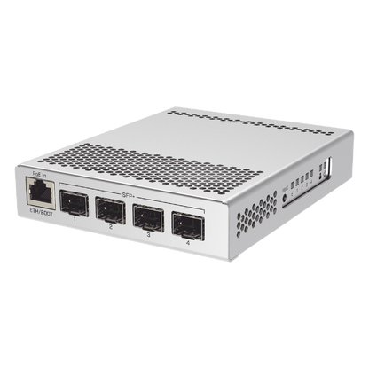 (CRS305-1G-4S+IN) Switch administrable Sistema Operativo Dual, puerto 1G Rj45, 4 puertos 10G SFP+ para Escritorio
