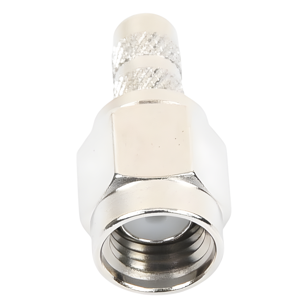 Conector SMA Macho de Anillo Plegable / Cable RG-58/U, RG-142/U, LMR-195 / 50 Ohm / 0 a 12.4 GHz / VSWR 1.3 / Cuerpo Níquel / Contacto Oro / Aislante