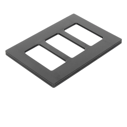 Placa de pared Claro de 3 espacios sin tornillos visibles, acabado negro brillante, para atenuadores, apagadores y controles Pico de Lutron