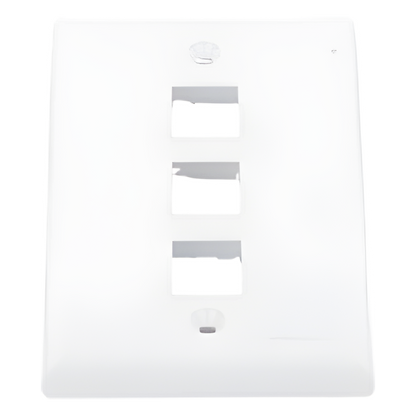 Placa de Pared Vertical, Salida Para 3 Puertos Keystone, Color Blanco