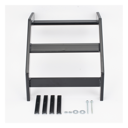 Curva Vertical Exterior de 90° para Escalera Tubular de 1.5" de Peralte y 12" de Ancho, Acabado con Pintura Epóxica Color Negro, Incluye Coples y