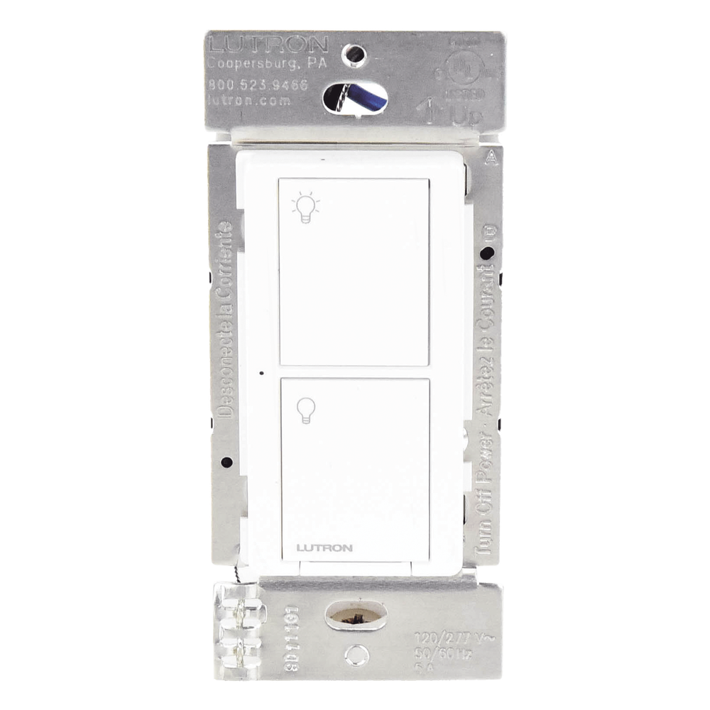 Interruptor de pared inteligente on/off Caseta Wireless, voltaje dual 120/277 V, 5 A en LED, sin cable neutro, compatible con controles Pico y Smart