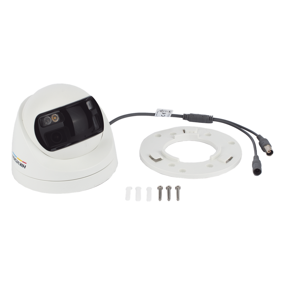 [ColorVu + Panoramica + Dual Light] Turret TURBOHD 3K (5 Megapixel) / Micrófono Integrado / Visión 180° / Imagen a Color 24/7 / 40 mts Luz Blanca +