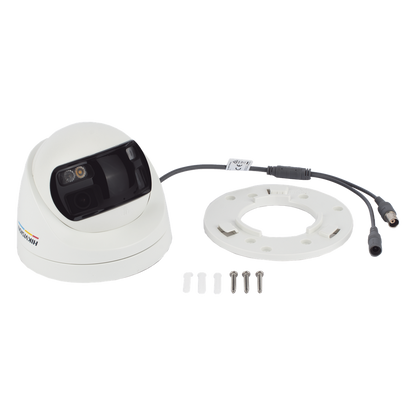 [ColorVu + Panoramica + Dual Light] Turret TURBOHD 3K (5 Megapixel) / Micrófono Integrado / Visión 180° / Imagen a Color 24/7 / 40 mts Luz Blanca +