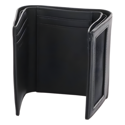 Cartera Athens Negra de Piel con Compartimento de Micromalla para ID. Doblable en 3 Partes con Divisor de Billetes. Pocket Wallet