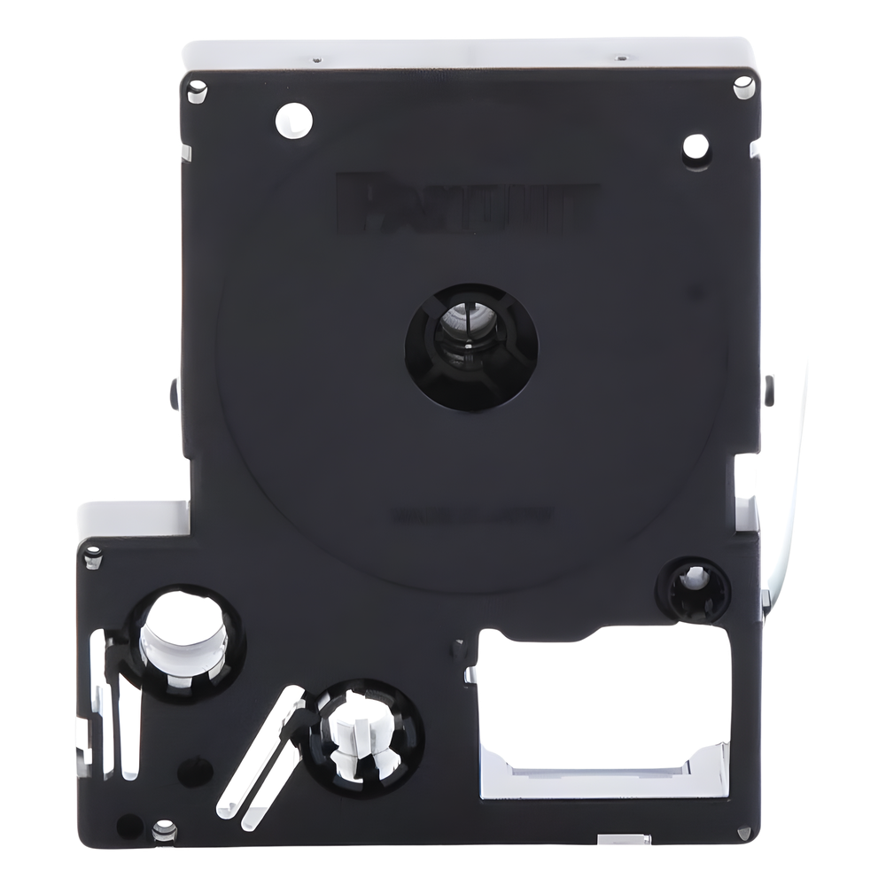 Casete de Etiquetas de Vinilo de Cinta Continua, Color Negro Sobre Blanco, Uso Interior/Exterior, 12 (0.5 Pulgadas) mm de Ancho x 7 Metros (22.97