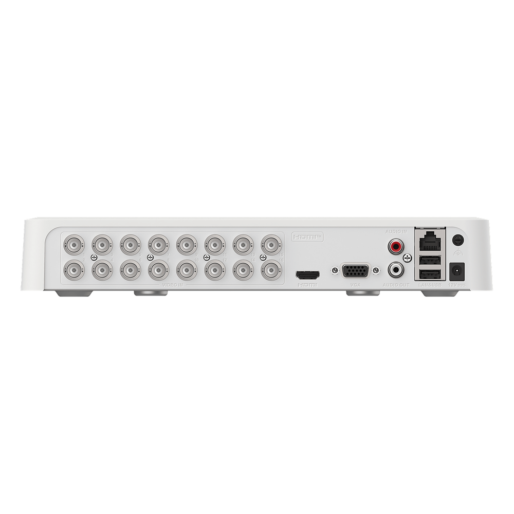 DVR 16 Canales TurboHD + 2 Canales IP / 2 Megapíxel (1080p) Lite / Acusense Lite (Evita Falsas Alarmas) / Audio Bidireccional y Coaxitron / 1 Bahía