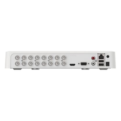 DVR 16 Canales TurboHD + 2 Canales IP / 2 Megapíxel (1080p) Lite / Acusense Lite (Evita Falsas Alarmas) / Audio Bidireccional y Coaxitron / 1 Bahía