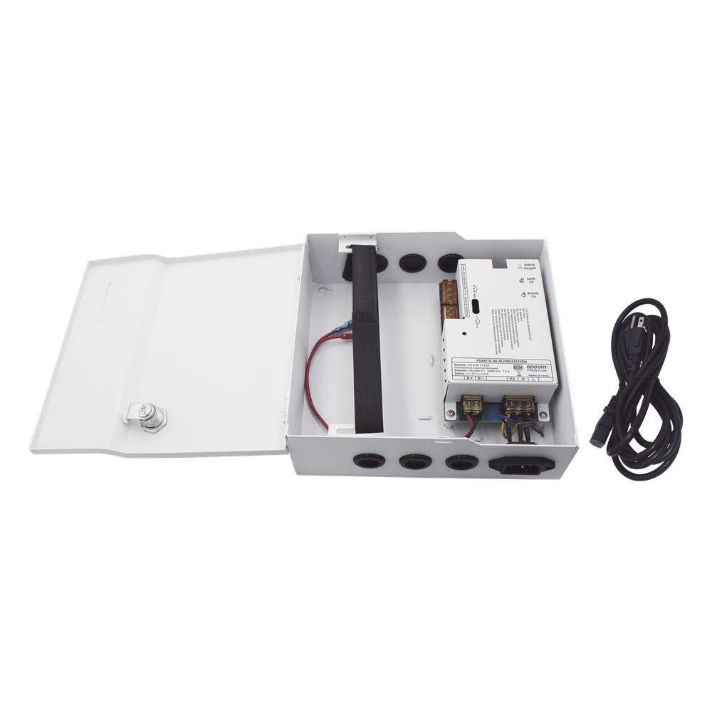 Fuente de Poder / 1 Salida 11-15 Vcc / 5 A / Temporizador Integrado / Con Capacidad de Batería de Respaldo / Requiere Batería / Aplicaciones en