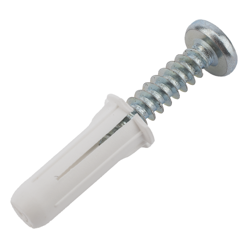 Paquete de 20 taquetes blancos 3/4" y 20 tornillos 8mm x 3/4" (1101-05002)