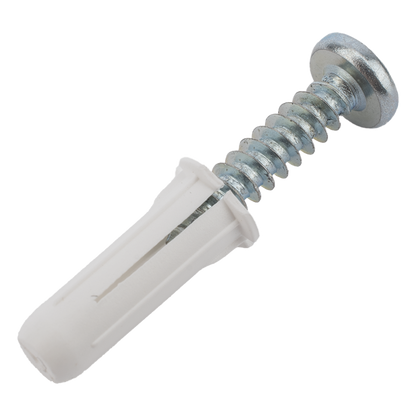Paquete de 20 taquetes blancos 3/4" y 20 tornillos 8mm x 3/4" (1101-05002)