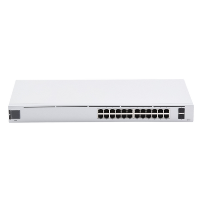 UniFi Switch USW-24, Capa 2 de 24 puertos 10/100/1000 Mbps + 2 puertos 1G SFP, pantalla informativa