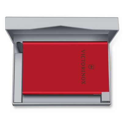Tarjetero / Almacenamiento Seguro 4-6 Tarjetas / Aluminio Duradero / Protección RFID / Sistema Deslizamiento Patentado / Color Rojo.