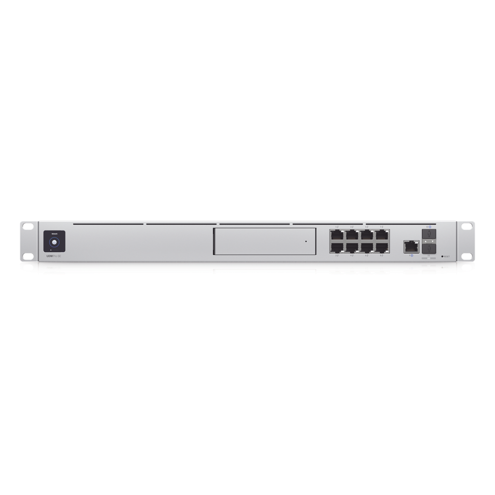 UniFi OS Console: Dream Machine Special Edition, 8 puertos LAN RJ45 con POE, 1 LAN SFP+, 1 WAN 2.5G RJ45 y 1 WAN SFP+, 128 GB de memoria interna.