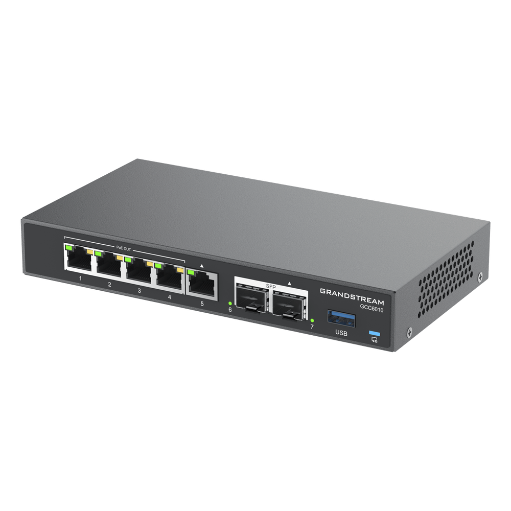 4 en 1: Firewall Nueva Generación, Router, IP PBX (24 usuarios / 8 llamadas), Switch Gigabit de 5 Puertos (4 PoE) y 2 Puertos SFP 2.5 Gigabit / Todos