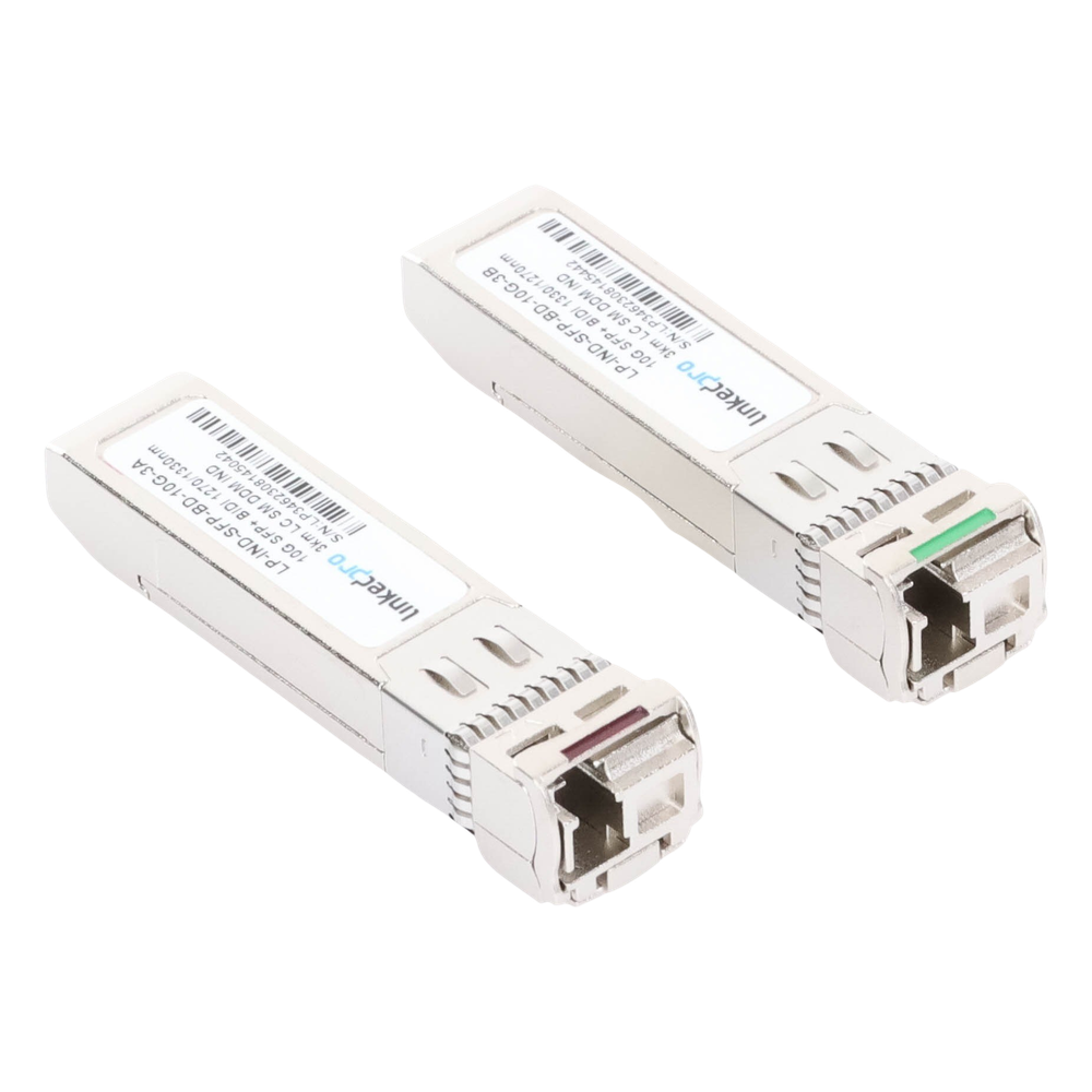 Transceptores Ópticos Industriales Bidireccionales SFP+ (Mini-Gbic) / Monomodo 1270 & 1330 nm / 10 Gbps / 10GBASE / Conector LC/UPC Simplex / DDM