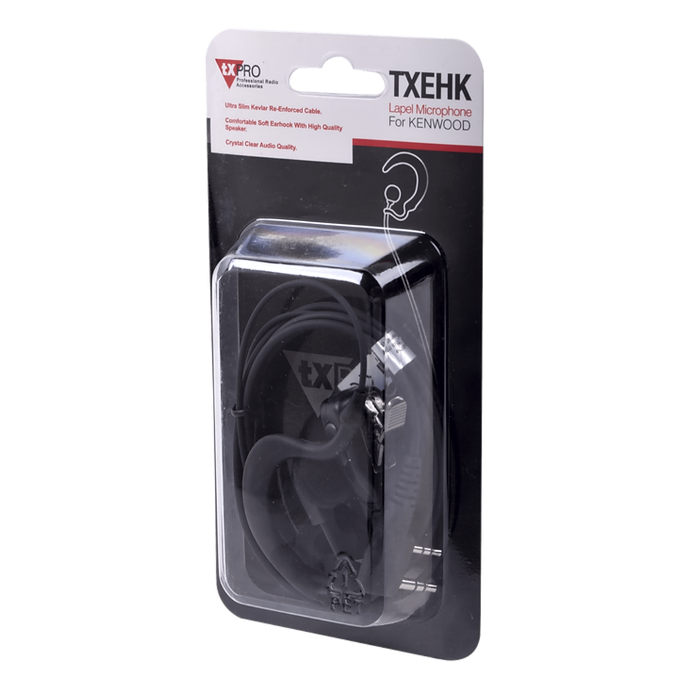 Micrófono - audífono de gancho ajustable al oído con conector de dos pines para KENWOOD Y TXPRO