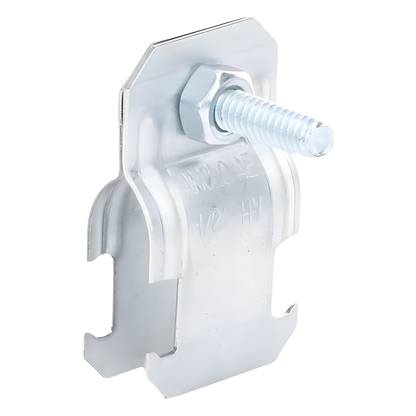 Abrazadera Unicanal para Conduit Pared Gruesa y PVC de 1/2" (13 mm).