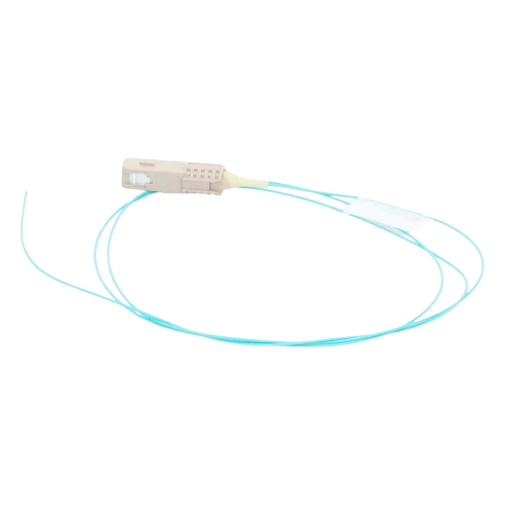 Pigtail de Fibra Óptica LC Simplex, Multimodo OM3 XGLO 50/125, OFNR, Color Aqua, 1 Metro (3.28 Pies)