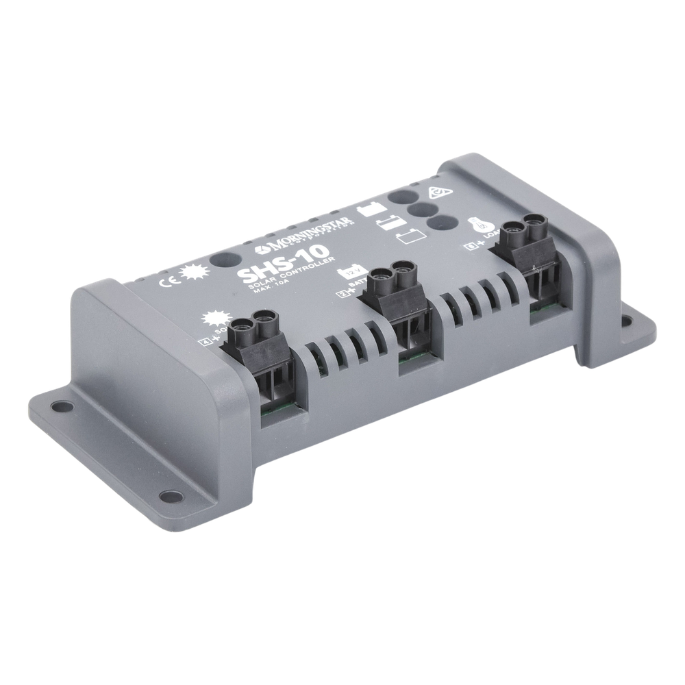 Controlador de Carga Solar PWM 10 A / 12 VCC / Desconexión Automática / IP22 / Protección Integral / Bajo Consumo 8 mA