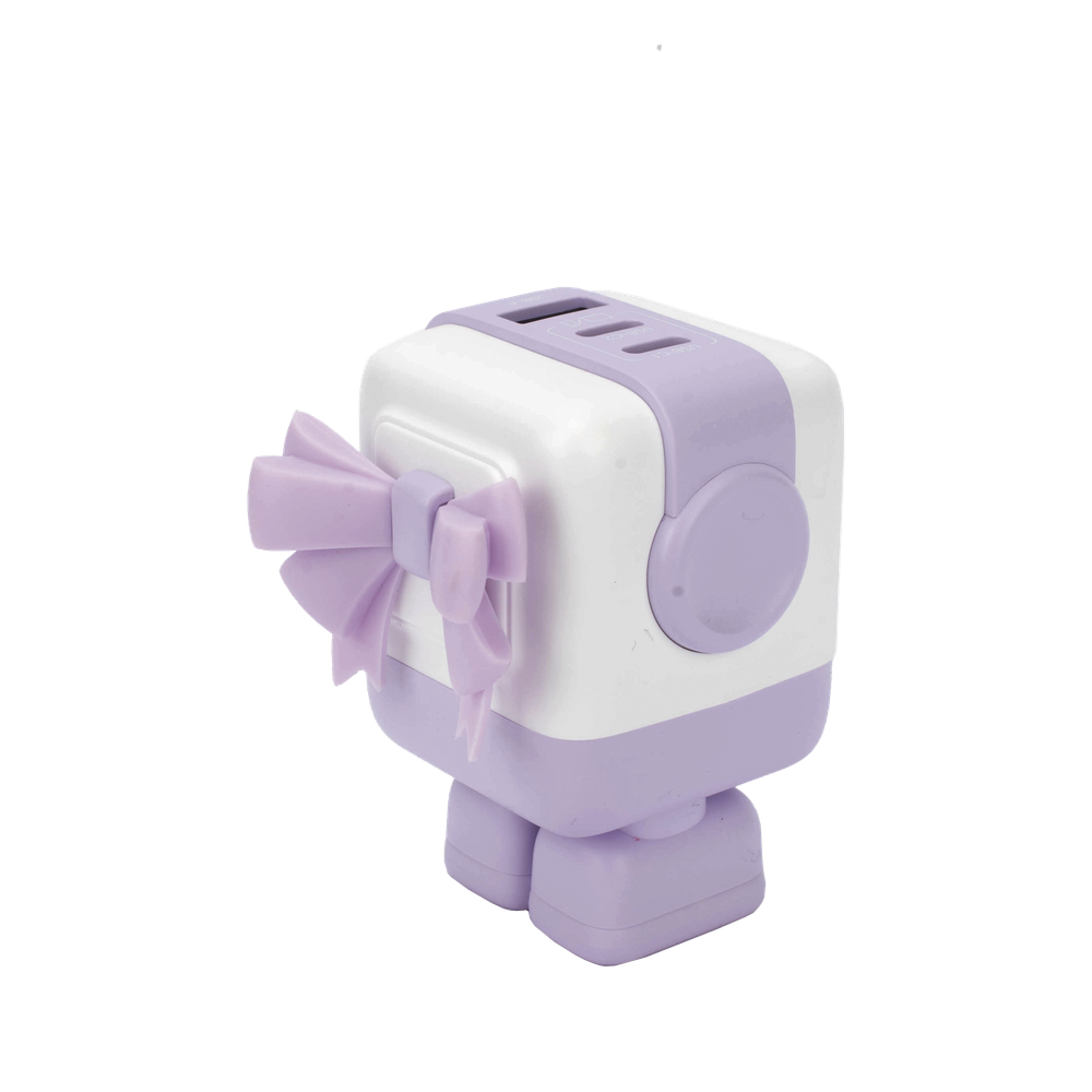 Cargador RobotGaN de 65W Serie UNO | 3 Puertos de Carga Rápida | 2 USB-C | 1 USB-A | PD 3.0 | QC 4.0 | Carga Inteligente | Tecnología GaN II | Zapato
