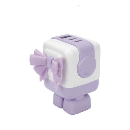 Cargador RobotGaN de 65W Serie UNO | 3 Puertos de Carga Rápida | 2 USB-C | 1 USB-A | PD 3.0 | QC 4.0 | Carga Inteligente | Tecnología GaN II | Zapato