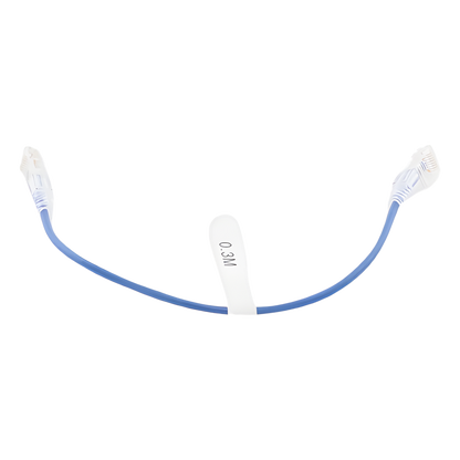 Cable de Parcheo Slim UTP Cat6 - 30 cm (11.81 Pulgadas) Azul Diámetro Reducido (28 AWG)