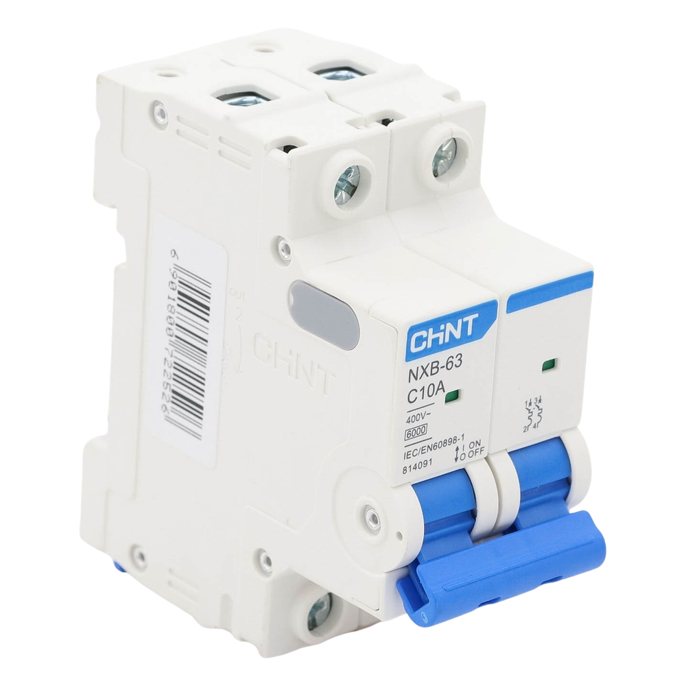 Pastilla para Riel Din, 2 Polos, 10 Amp, Vca:110/415v, 6kA, Catálogo: NXB632PC10.